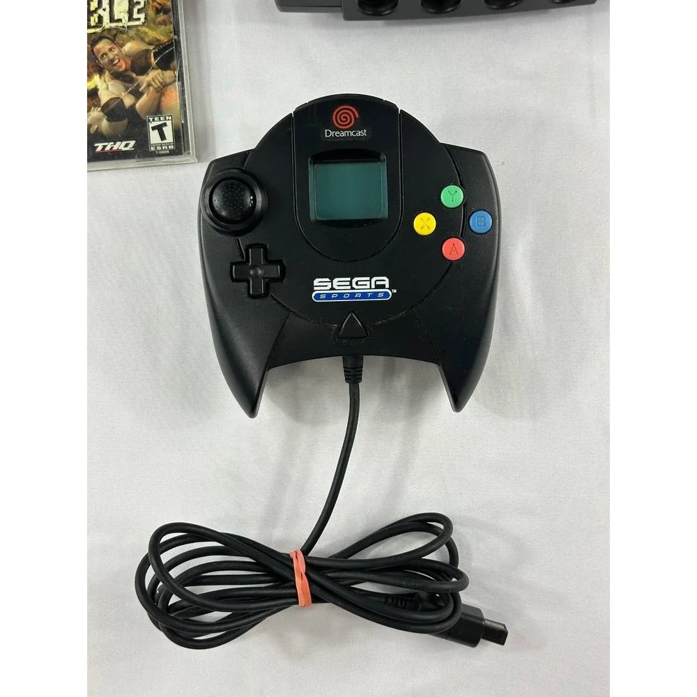 Sega Dreamcast Sega Sports Black Console HKT-3020 2 Controllers VMU 2 Games
